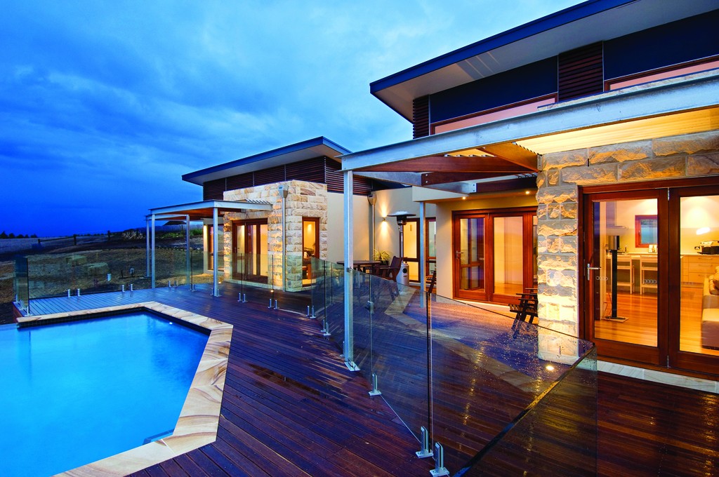 Ceres House outdoor decking and pool.